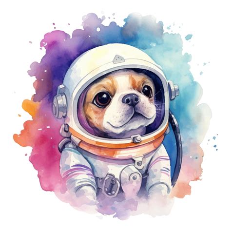 Premium Vector | Cute astronaut dog cartoon in watercolor painting style