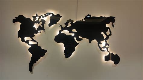 Led World Map Wood World Map Modern Home Décor Led Wall Art Led Map World Led Map Etsy