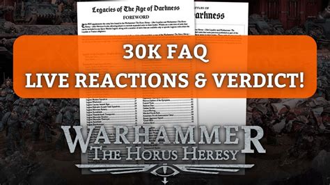 Horus Heresy Faq Reaction Verdict September Youtube