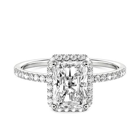 Jeulia Emerald Cut Halo Sterling Silver Engagement Ring Jeulia Jewelry