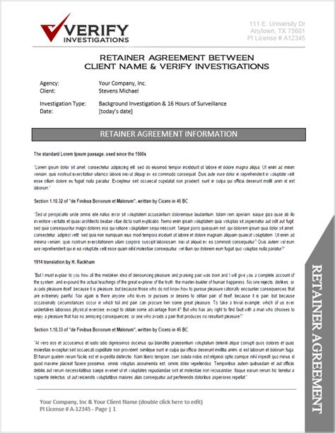 Private Investigator Surveillance Report Template 1 TEMPLATES