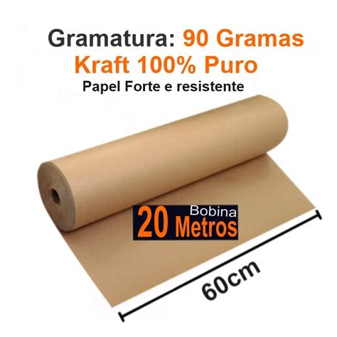 Papel Kraft Puro Natural Pardo Bobina Cm X Mts G M Shopee Brasil