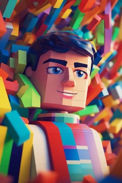 Premium Ai Image Lego Man With A Colorful Tie And A Red Tie Standing