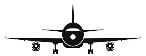 Premium Vector Black Airplane Silhouette Front View Plane Symbol