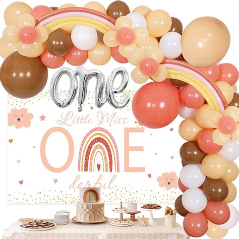 Joymemo Boho Rainbow 1st Birthday Decorations Bohemian Rainbow Balloon Garland Kit Boho Rainbow