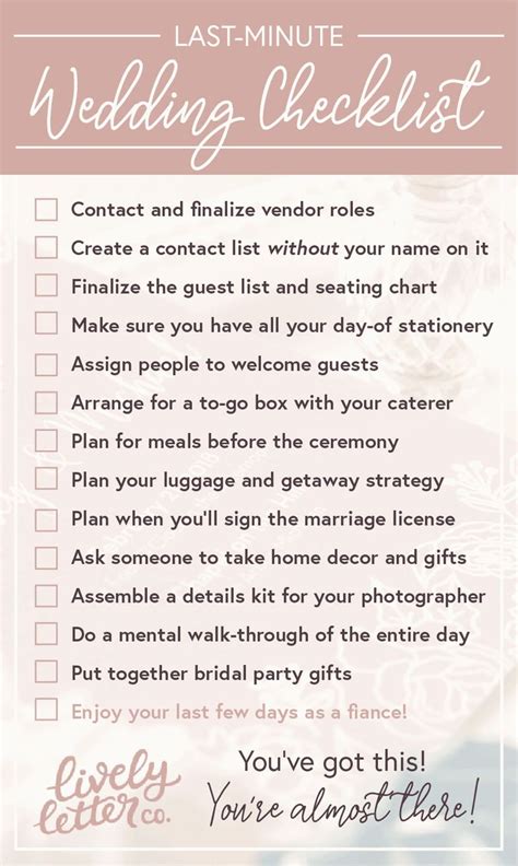 Last Minute Wedding Checklist Wedding Checklist Wedding Planning