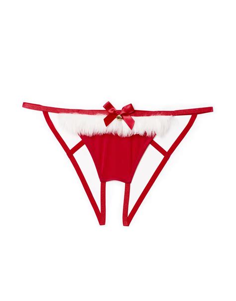 Claussa Crotchless Bikini Dark Red Crotchless Panty M Xl Adore Me