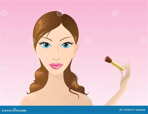 Beautiful Woman Applying Rouge Stock Vector Illustration Of Makeup