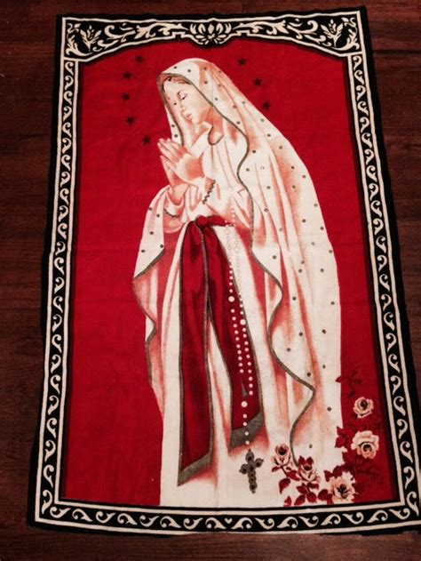 Vintage Virgin Mary Catholic Tapestry 33x51 By Heavymetaltreasure