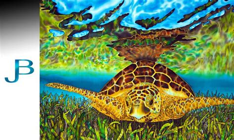 SILK PAINTING WITH JEAN BAPTISTE FINE ART LOGGERHEAD SEA TURTLE