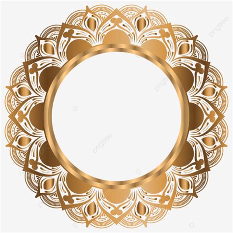 Luxury Golden Circle Frame Transparent With Vintage Mandala Gold