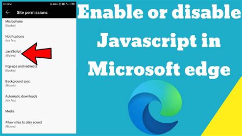 How To Enable Or Disable Javascript In Microsoft Edge Android Browser