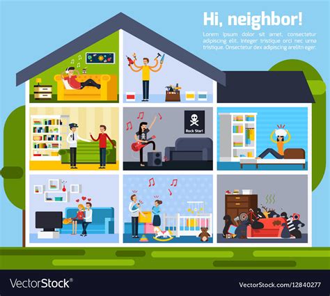 Neighbor Conflicts Composition Royalty Free Vector Image