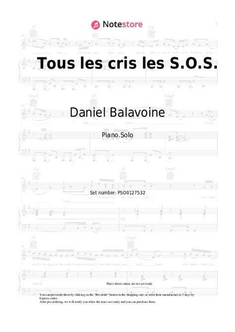 Tous Les Cris Les S O S Piano Sheet Music Daniel Balavoine In Note