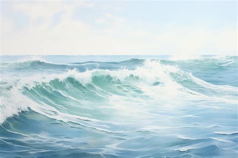 An Ocean Scene With Waves And Clouds In The Sky Premium AI Generated