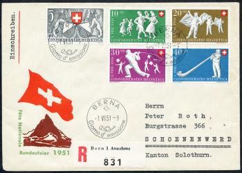 Wieland Briefmarken Schweiz Pro Patria B Fdc