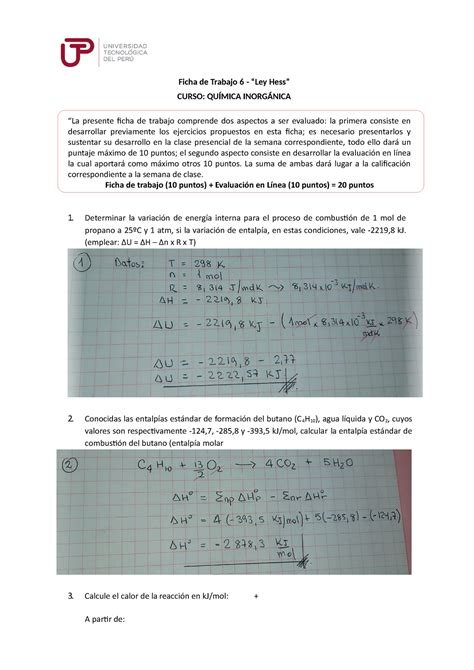 U S Ficha De Trabajo Ley De Hess Resuelto Ficha De Trabajo