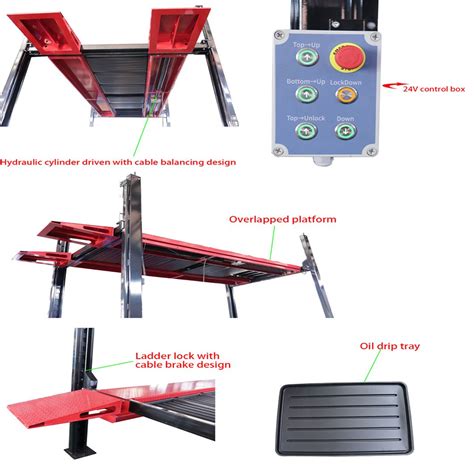 Hydraulic Four Post Car Triple Stacker Vertical Car Storage Lift