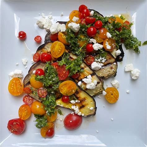 Grilled Eggplant Steaks Parsley Gremolata Heirloom Cherry Tomatoes