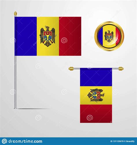 Moldova Waving Flag Design With Badge Vector Stock Vector Illustration Of Moldovan Design