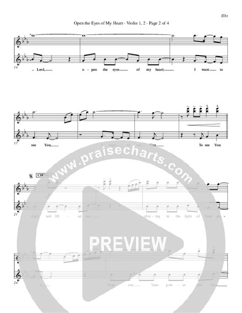 Open The Eyes Of My Heart Violin Sheet Music Pdf Paul Baloche Praisecharts