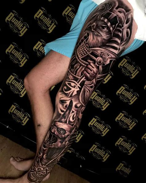 Aztec Leg Sleeve Tattoos