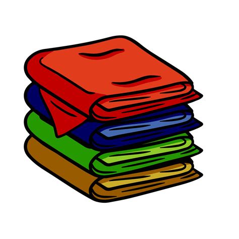Folded Towel Or Cloth Color Stack Of Fabric Outline Drawing Packed
