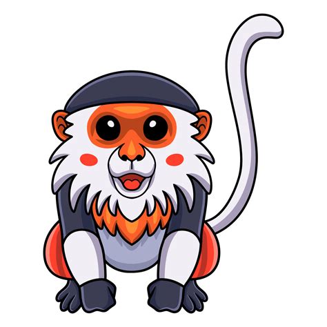 Cute red shanked douc monkey cartoon sitting 14774247 Vector Art at ...