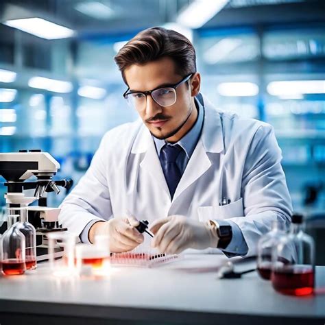 Especialista en biotecnología en el laboratorio que lleva a cabo