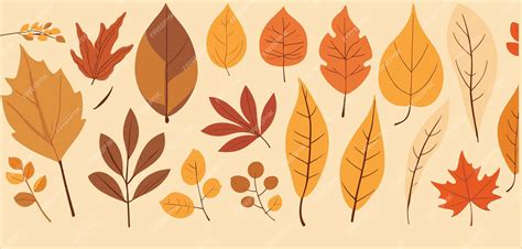 Premium Vector Set Autumn Leaves Cartoon Style Cute Vector Illustration