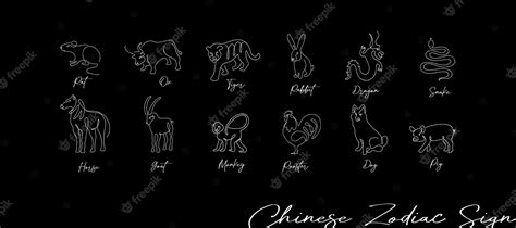 Premium Vector Chinese Zodiac Symbols Signs Horoscope Set In Line Art