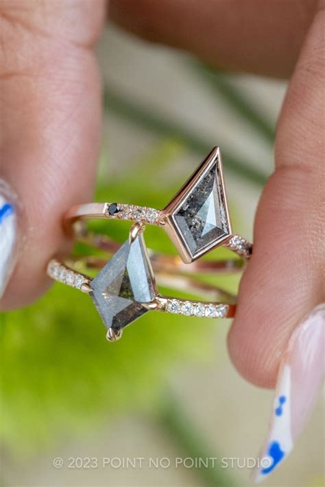 Salt And Pepper Kite Diamond Engagement Ring