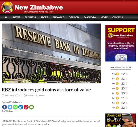 Zimbabwe To Issue Gold Coins RBZ Introduces Gold Coins As Store Of