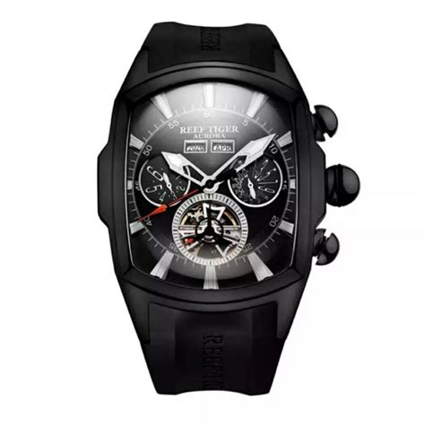 REEF TIGER Luxury Mechanical Tourbillion Sport Watch For Man Sapphire