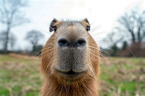 Premium Photo Capybara Close Up Portrait Fun Animal Looking Into