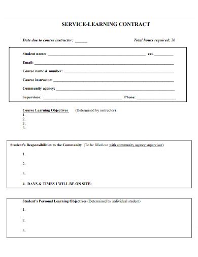 Free Student Learning Contract Samples In Ms Word Google Docs