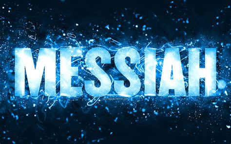 Happy Birtay Messiah Blue Neon Lights Messiah Name Creative Messiah