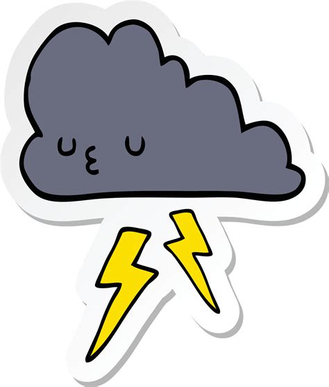 Sticker Of A Cartoon Storm Cloud 10646182 Vector Art At Vecteezy