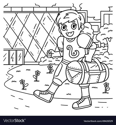 20 American Football Player Coloring Page Isolated Stock Vec