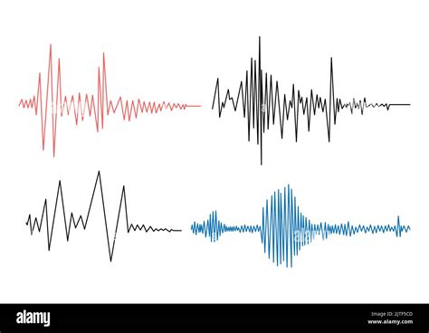 Earthquake Seismogram Waves Or Lie Detector Diagram Set Vector Illustration Stock Vector Image