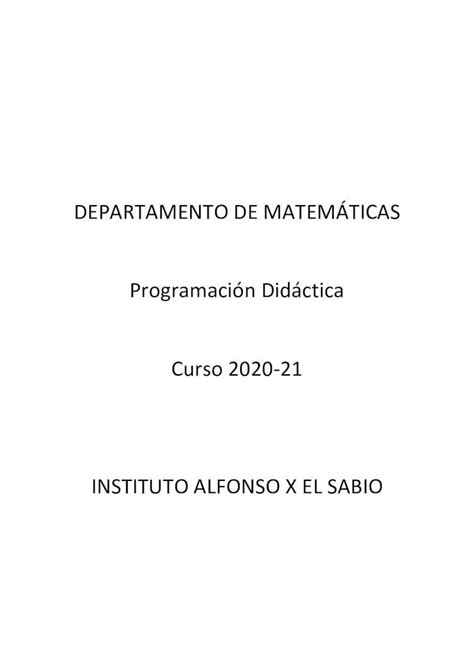 PDF DEPARTAMENTO DE MATEMÁTICAS Programación Didáctica La matemática