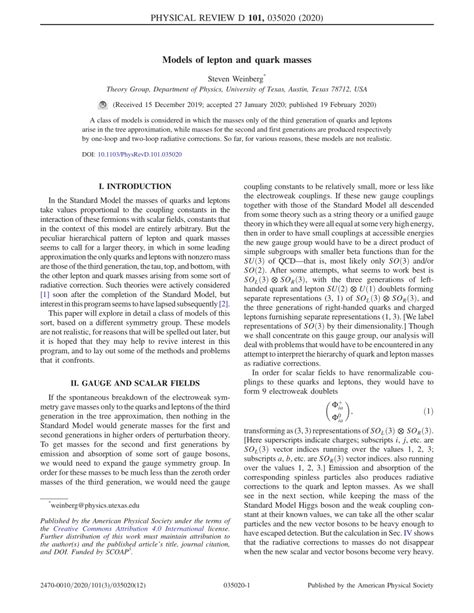 Pdf Models Of Lepton And Quark Masses