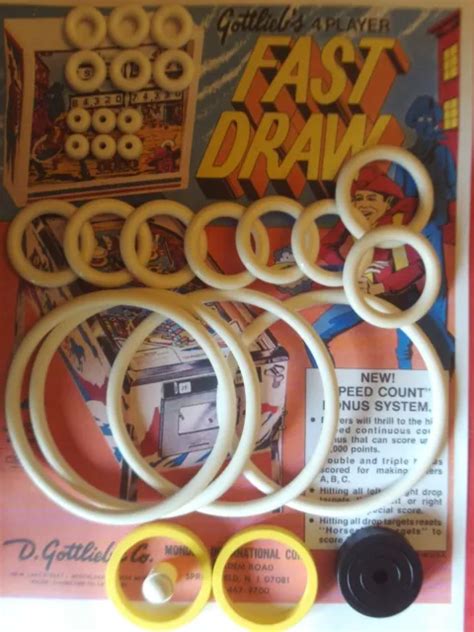 FLIPPER GOTTLIEB QUICK DRAW FAST DRAW KIT Elastiques Doigt De Batteur