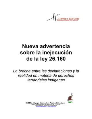 Segunda Advertencia De Endepa Sobre La Ley 26 160