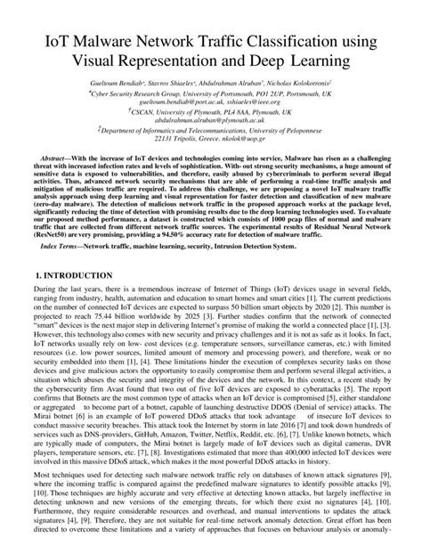 Iot Malware Network Traffic Classification Using Visual Representation And Deep Learning Deepai