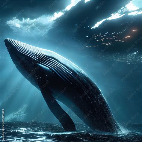 Giant Whale Jumping Out Of The Water Epic Fantasy Concept Art