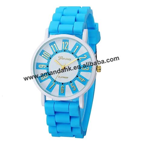 Geneva Fashion Gold Dial Silicone Girl Watches Wholesale Coloful