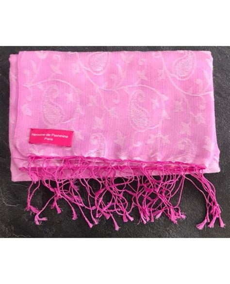 Cashmere And Silk Water Pashmina Shawl Rose And Fuchsia X Cm