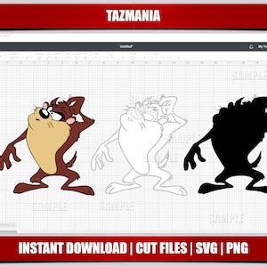 Taz Svg, Tazmania Svg, Taz Mania Svg, Clipart, Cricut Cut Files, Silhouette Cut Files, Digital ...