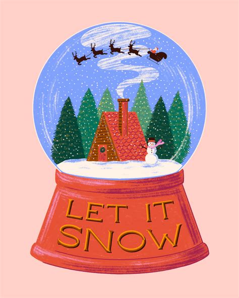 Creative Illustration Holiday Snow Globe Artwork